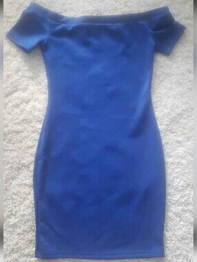 UK2LA Royal Blue Off-Shoulder Bodycon Mini Dress